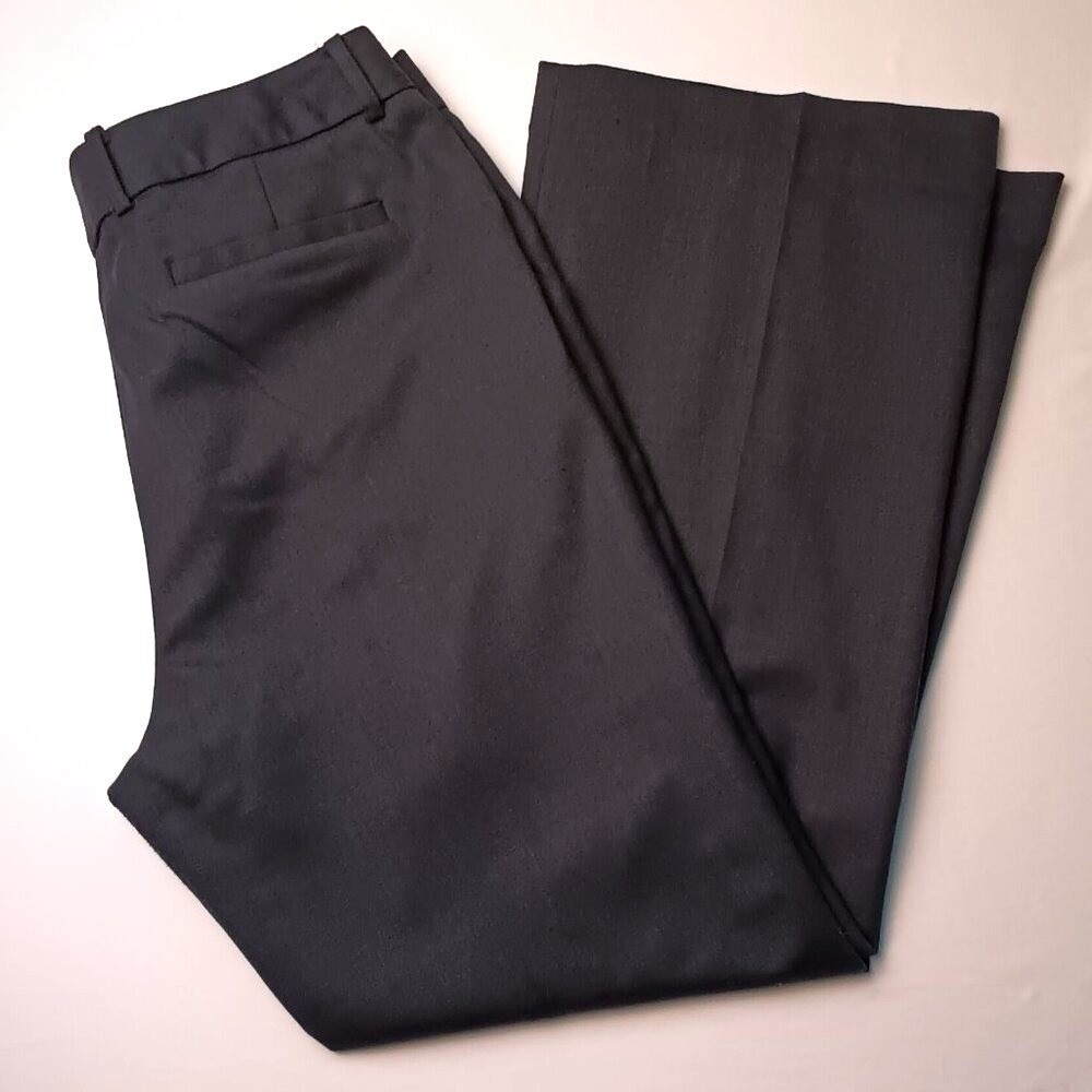 Anne Klein Womens Wool Blend Wide Leg Dress Pants Trousers Size 12 Black Preppy